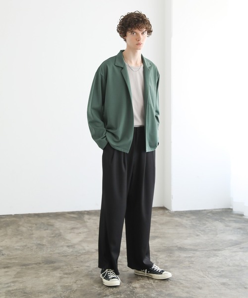 ASTRONOMY（アストロノミー）の「梨地ストレッチボタンレステーラードジャケット（テーラードジャケット・メンズ・グレー/ブラック/グリーン/ダークグレー/ベージュ・L/M）」の18枚目の写真