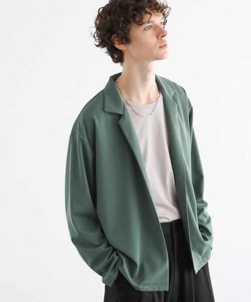 ASTRONOMY（アストロノミー）の「梨地ストレッチボタンレステーラードジャケット（テーラードジャケット・メンズ・グレー/ブラック/グリーン/ダークグレー/ベージュ・L/M）」の14枚目の写真