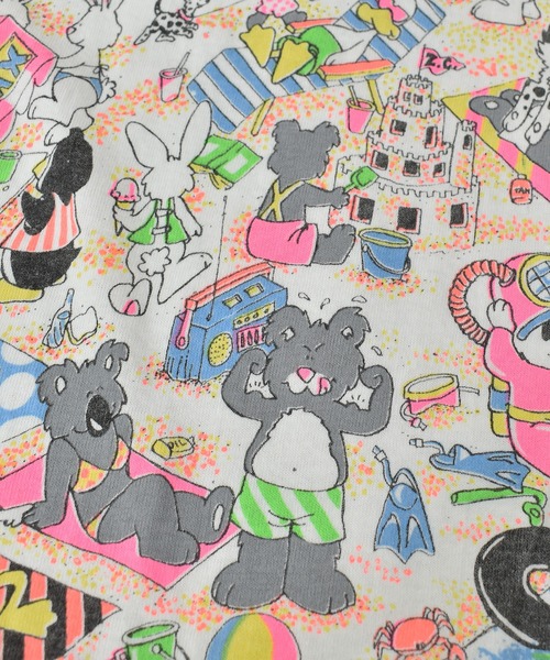 VINTAGE（ヴィンテージ）の「【ヴィンテージ古着】80-90's ヴィンテージプリントTシャツ USA製 ビーチの動物たち（Tシャツ/カットソー・メンズ・ホワイト・LARGE）」の10枚目の写真