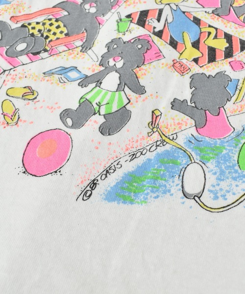 VINTAGE（ヴィンテージ）の「【ヴィンテージ古着】80-90's ヴィンテージプリントTシャツ USA製 ビーチの動物たち（Tシャツ/カットソー・メンズ・ホワイト・LARGE）」の7枚目の写真
