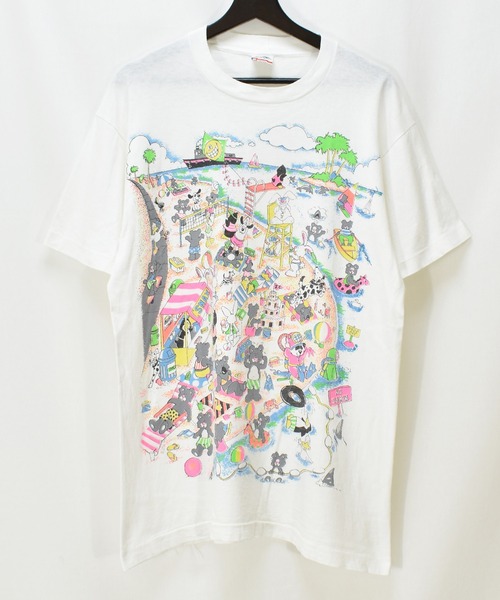 VINTAGE（ヴィンテージ）の「【ヴィンテージ古着】80-90's ヴィンテージプリントTシャツ USA製 ビーチの動物たち（Tシャツ/カットソー・メンズ・ホワイト・LARGE）」の11枚目の写真