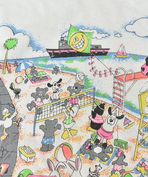 VINTAGE（ヴィンテージ）の「【ヴィンテージ古着】80-90's ヴィンテージプリントTシャツ USA製 ビーチの動物たち（Tシャツ/カットソー・メンズ・ホワイト・LARGE）」の12枚目の写真