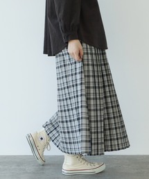 T/R CHECK ロングプリーツスカート