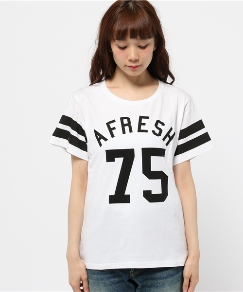 WEGO（ウィゴー）の「WEGO/ナンバリングラインTシャツ（Tシャツ/カットソー・レディース・オフホワイト/ブラック・FREE）」の3枚目の写真