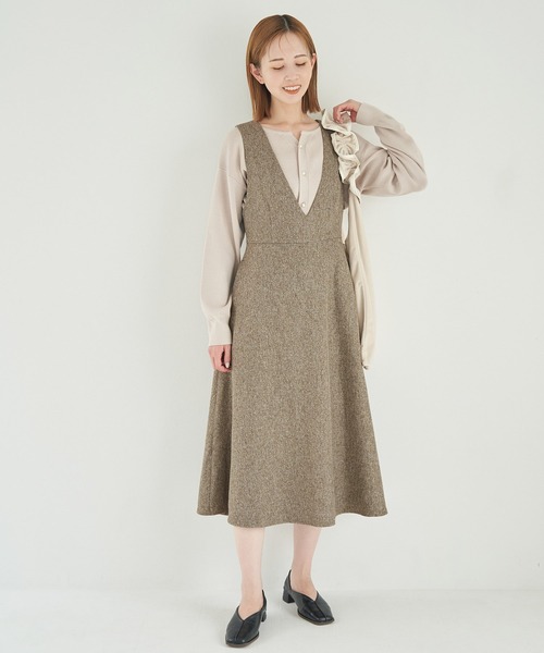 ROPE' PICNIC(ロペピクニック)の「フレアーツイードジャンパースカート(ジャンパースカート・レディース・ベージュ/グレー・36/38)」の14枚目の写真