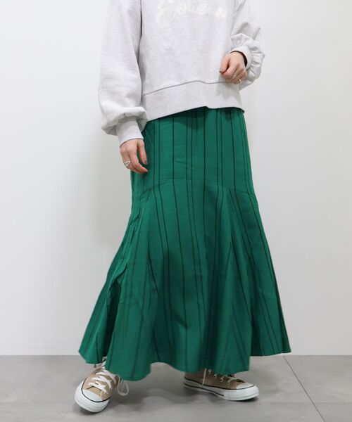 AMERICAN HOLIC（アメリカンホリック）の「リネンブレンドストライプマーメードスカート（スカート・レディース・ブラウン系その他4/グリーン系その他3・L/M/S）」の9枚目の写真