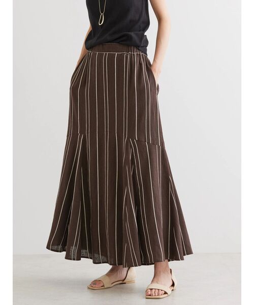 AMERICAN HOLIC（アメリカンホリック）の「リネンブレンドストライプマーメードスカート（スカート・レディース・ブラウン系その他4/グリーン系その他3・L/M/S）」の12枚目の写真