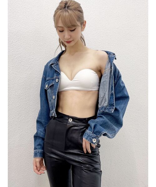 GYDA(ジェイダ)の「Booster ブラトップ(チューブトップ・レディース・ブラック/オフホワイト・FREE)」の6枚目の写真