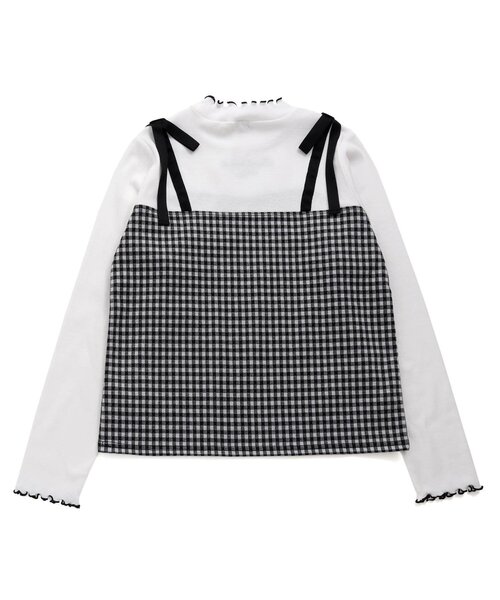 algy(アルジー)の「肩りぼんキャミドッキングロンT(Tシャツ/カットソー・キッズ・ブラウン/チェック/サックスブルー・XX-SMALL/X-SMALL/MEDIUM/SMALL)」の9枚目の写真