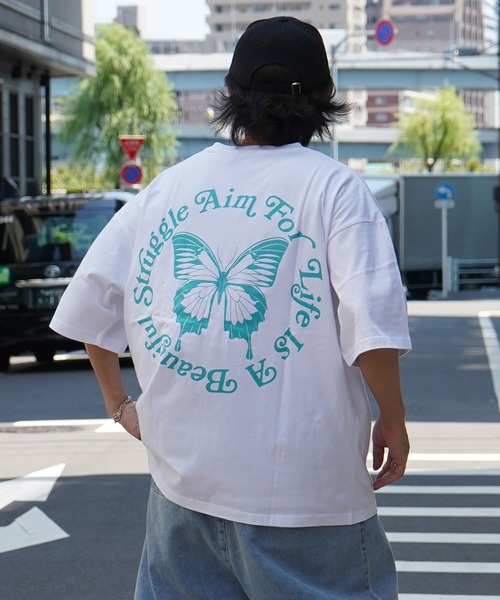Aim For(エイムフォー)の「【Aim For】バタフライバックプリント オーバーサイズTシャツ ユニセックス(Tシャツ/カットソー・メンズ・ホワイト/ブラック/グリーン・M/L)」の14枚目の写真