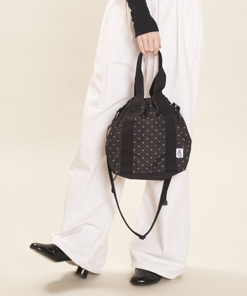 Drifter（ドリフター）の「HANDLE BUCKET TOTE／ハンドルバケットトート（トートバッグ・レディース・タン/レオパード/ブラック/ブラウン/サックスブルー/ライム/ベビーピンク/バーガンディー/ドット・FREE）」の9枚目の写真