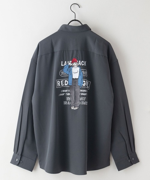 Red Cap Girl(レッドキャプガール)の「【UNIIT/ユニット】【RED CAP GIRL/レッドキャップガール】UNIIT×RED CAP GIRL コラボ ナチュラル ストレッチ ルーズシルエット バックプリント シャツ(シャツ/ブラウス・メンズ・ホワイト系その他/グレー系その他/ブルー/チャコールグレー/ベージュ系その他/ホワイト・LARGE/MEDIUM)」の18枚目の写真