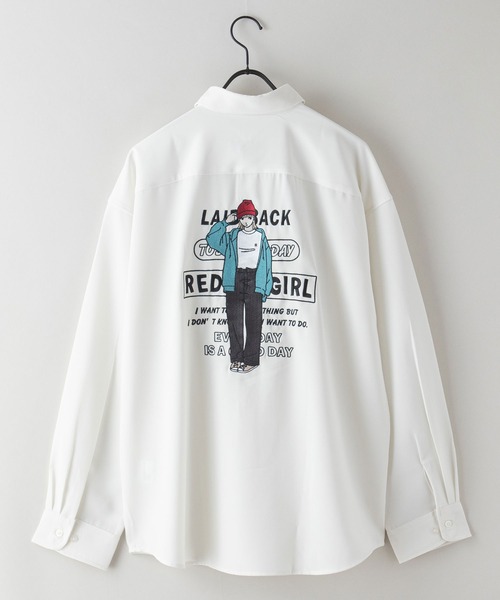 Red Cap Girl(レッドキャプガール)の「【UNIIT/ユニット】【RED CAP GIRL/レッドキャップガール】UNIIT×RED CAP GIRL コラボ ナチュラル ストレッチ ルーズシルエット バックプリント シャツ(シャツ/ブラウス・メンズ・ホワイト系その他/グレー系その他/ブルー/チャコールグレー/ベージュ系その他/ホワイト・LARGE/MEDIUM)」の14枚目の写真