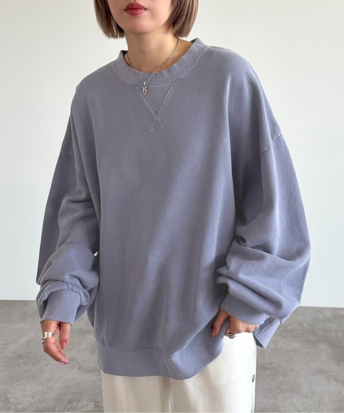 apres jour mignon(アプレジュールミニョン)の「ピグメントスウェット【ZOZOTOWN限定アイテム】(スウェット・レディース・パープル/ネイビー/ブラック系その他/グリーン/ダークブラウン/マスタード/オレンジ・フリー/X-LARGE)」の1枚目の写真