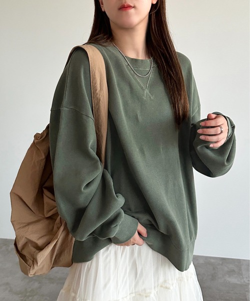 apres jour mignon(アプレジュールミニョン)の「ピグメントスウェット【ZOZOTOWN限定アイテム】(スウェット・レディース・パープル/ネイビー/ブラック系その他/グリーン/ダークブラウン/マスタード/オレンジ・フリー/X-LARGE)」の4枚目の写真