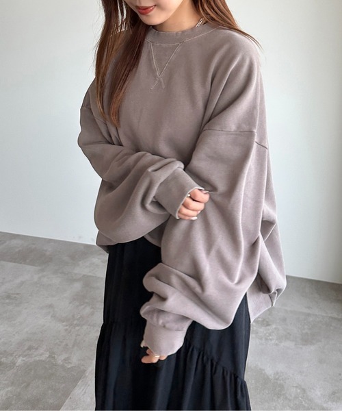 apres jour mignon(アプレジュールミニョン)の「ピグメントスウェット【ZOZOTOWN限定アイテム】(スウェット・レディース・パープル/ネイビー/ブラック系その他/グリーン/ダークブラウン/マスタード/オレンジ・フリー/X-LARGE)」の16枚目の写真