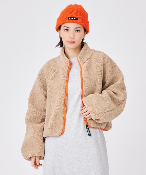 MILKFED.（ミルクフェド）の「CROPPED BOA JACKET（ブルゾン・レディース・ベージュ/チャコール・ONE SIZE）」の18枚目の写真