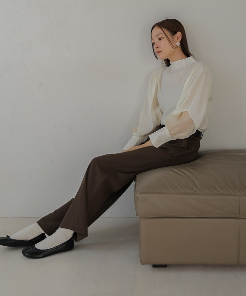 Bab（バブ）の「オーガンジーレイヤードブラウス（シャツ/ブラウス・レディース・ブラウン/ブラック/ホワイト/グリーン・M）」の6枚目の写真