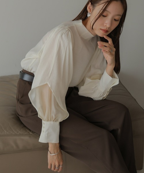 Bab（バブ）の「オーガンジーレイヤードブラウス（シャツ/ブラウス・レディース・ブラウン/ブラック/ホワイト/グリーン・M）」の8枚目の写真