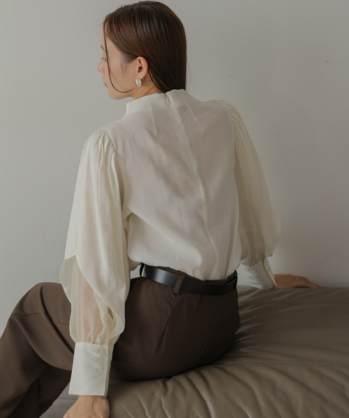 Bab（バブ）の「オーガンジーレイヤードブラウス（シャツ/ブラウス・レディース・ブラウン/ブラック/ホワイト/グリーン・M）」の11枚目の写真