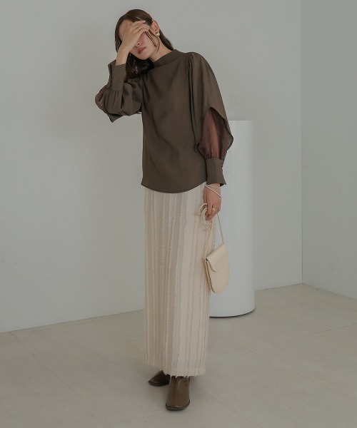 Bab（バブ）の「オーガンジーレイヤードブラウス（シャツ/ブラウス・レディース・ブラウン/ブラック/ホワイト/グリーン・M）」の21枚目の写真