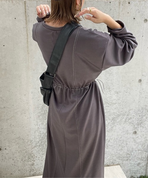 y/m by misato（イムバイミサト）の「ポンチウエストドロストワンピース（ワンピース・レディース・ブラック/アイボリー/チャコールグレー・FREE）」の7枚目の写真