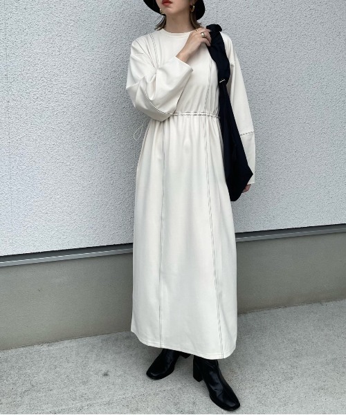 y/m by misato（イムバイミサト）の「ポンチウエストドロストワンピース（ワンピース・レディース・ブラック/アイボリー/チャコールグレー・FREE）」の19枚目の写真