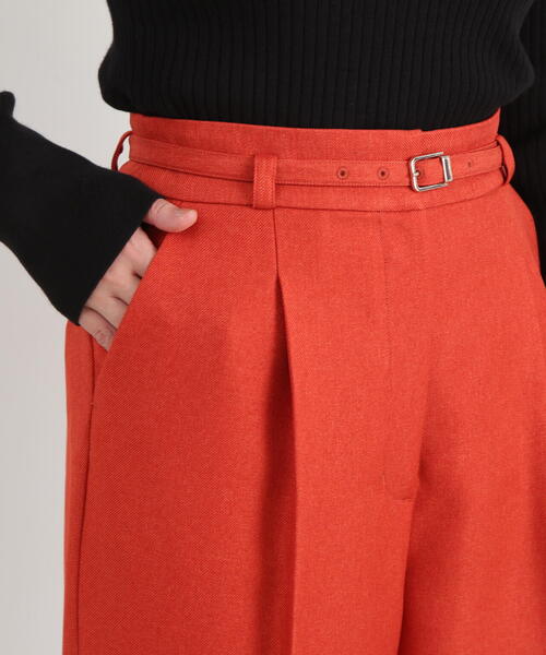 N.（N. Natural Beauty Basic）（エヌエヌナチュラルビューティーベーシック）の「【S Size Line】◆カルゼベルト付ワイドパンツ（スラックス・レディース・レッド/グレー/モカ・MEDIUM/SMALL）」の4枚目の写真