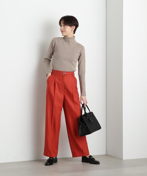 N.（N. Natural Beauty Basic）（エヌエヌナチュラルビューティーベーシック）の「【S Size Line】◆カルゼベルト付ワイドパンツ（スラックス・レディース・レッド/グレー/モカ・MEDIUM/SMALL）」の6枚目の写真