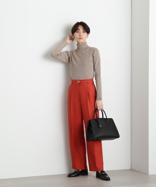 N.（N. Natural Beauty Basic）（エヌエヌナチュラルビューティーベーシック）の「【S Size Line】◆カルゼベルト付ワイドパンツ（スラックス・レディース・レッド/グレー/モカ・MEDIUM/SMALL）」の7枚目の写真
