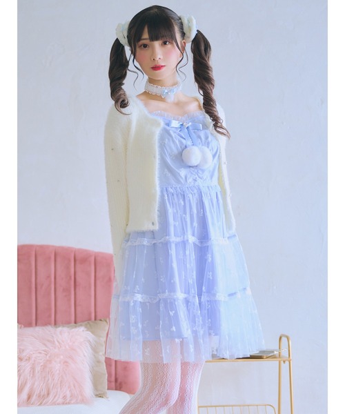 Ank Rouge(アンクルージュ)の「ぽんぽんリボンレースJSK(ジャンパースカート・レディース・オフホワイト/ブルー/ブラック・M)」の18枚目の写真