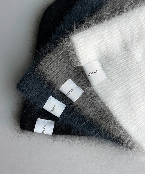 CAPRICIEUX LE'MAGE(カプリシューレマージュ)の「アンゴラビーニー(ニットキャップ/ビーニー・レディース・グレイッシュベージュ/ブラック/ネイビー/オフホワイト・FREE)」の6枚目の写真