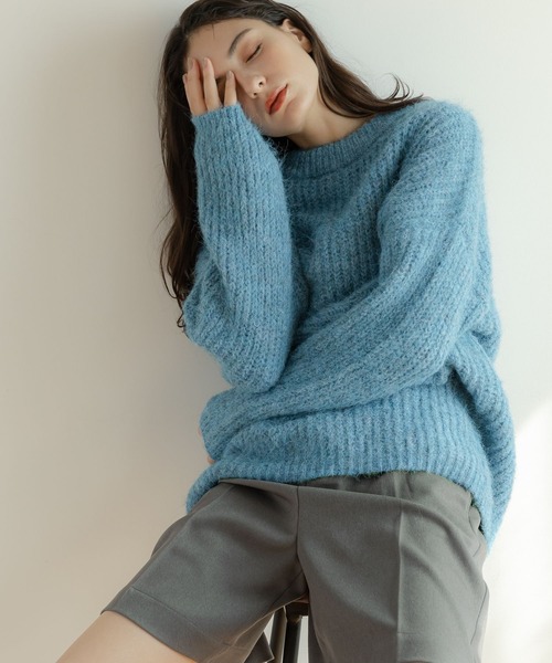 LAKOLE（ラコレ）の「オーバーサイズニットプルオーバー / 982197（ニット/セーター・レディース・ベージュ/チャコールグレー/ライトブルー・MEDIUM/SMALL）」の14枚目の写真