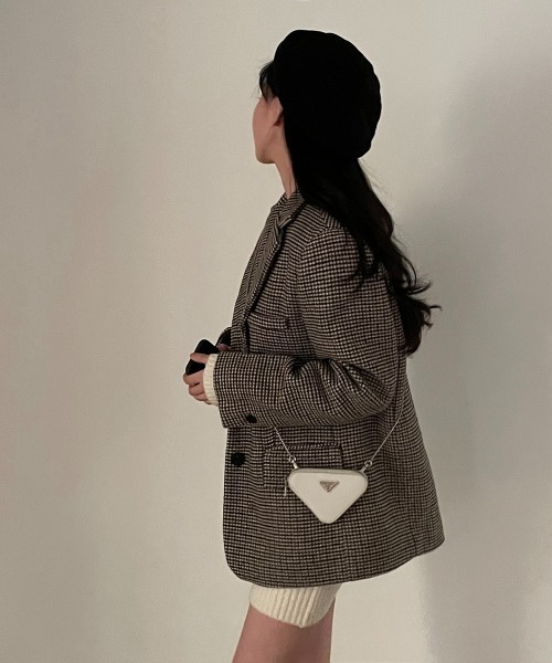 by muni:r(バイ ムニール)の「オーバーチェックジャケット(テーラードジャケット・レディース・ブラウン/ダークブラウン・FREE)」の11枚目の写真