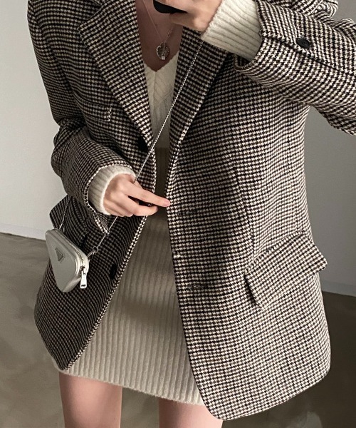 by muni:r(バイ ムニール)の「オーバーチェックジャケット(テーラードジャケット・レディース・ブラウン/ダークブラウン・FREE)」の14枚目の写真