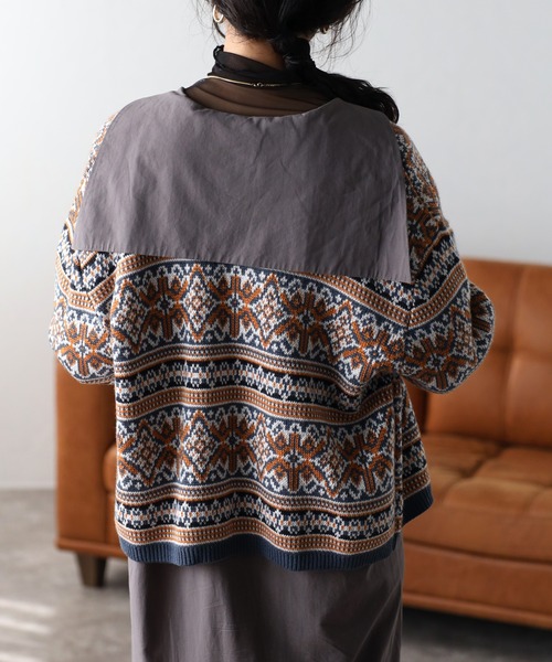 COMMRE（コムル）の「vintageジャガードカーディガン（カーディガン/ボレロ・レディース・ブルー/ピンク・FREE）」の6枚目の写真