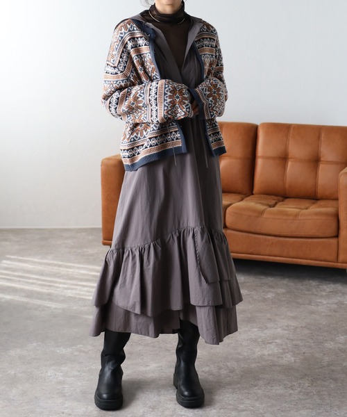 COMMRE（コムル）の「vintageジャガードカーディガン（カーディガン