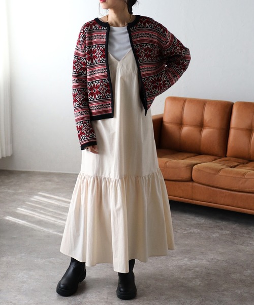 COMMRE（コムル）の「vintageジャガードカーディガン（カーディガン/ボレロ・レディース・ブルー/ピンク・FREE）」の16枚目の写真