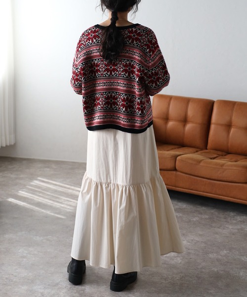 COMMRE（コムル）の「vintageジャガードカーディガン（カーディガン/ボレロ・レディース・ブルー/ピンク・FREE）」の18枚目の写真