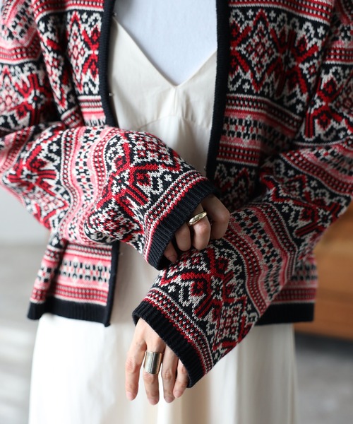 COMMRE（コムル）の「vintageジャガードカーディガン（カーディガン/ボレロ・レディース・ブルー/ピンク・FREE）」の20枚目の写真