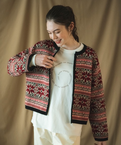 COMMRE（コムル）の「vintageジャガードカーディガン（カーディガン/ボレロ・レディース・ブルー/ピンク・FREE）」の22枚目の写真