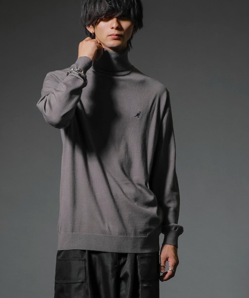 KANGOL(カンゴール)の「【KANGOL×A.S.Mコラボ】12GGハイゲージ編み ウォッシャブル / タートルネック セーター(Tシャツ/カットソー・メンズ・チャコールグレー/オフホワイト/ライトグレー/ブラック・M/L)」の14枚目の写真