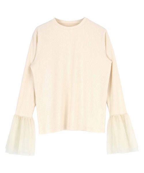 袖フリルチュールトップス（Tシャツ/カットソー）｜titivate（ティティ