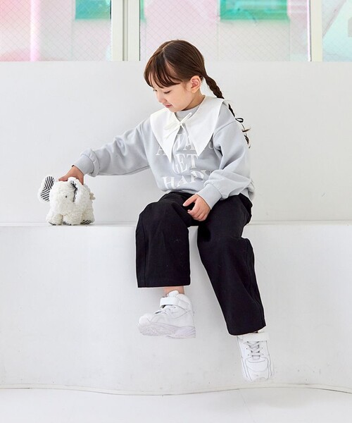 aBity select(アビティセレクト)の「襟つき 両面プリント ビッグシルエットトレーナー(スウェット・キッズ・チャコールグレー/ブラック/アイボリー/ライトグレー・90/110/120/100)」の6枚目の写真