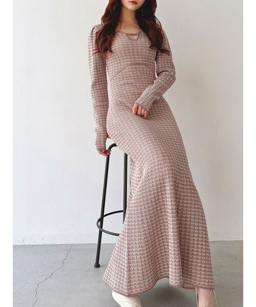 RESEXXY（リゼクシー）の「バイカラーツイードニットワンピース