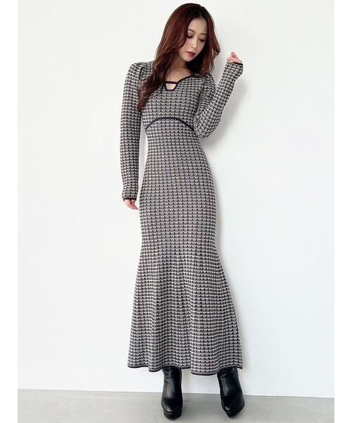 【美品】FOXEY ツイード　バイカラー　ワンピース 40 美品】FOXEY ツイード バイカラー ワンピース 40