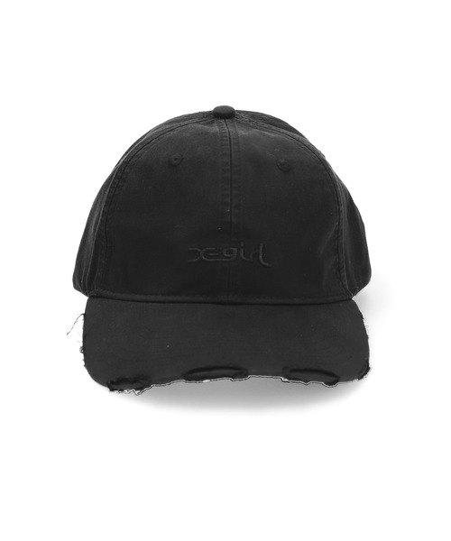 X-girl（エックスガール）の「MILLS LOGO DAMAGE CAP（キャップ・レディース・ライトブルー/オリーブ/ブラック・ONE SIZE）」の10枚目の写真