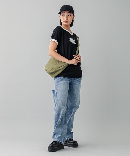 X-girl（エックスガール）の「MILLS LOGO DAMAGE CAP（キャップ・レディース・ライトブルー/オリーブ/ブラック・ONE SIZE）」の21枚目の写真