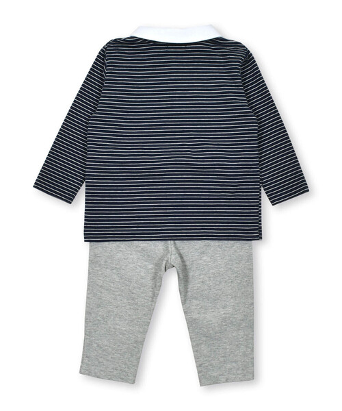 ボーダーポロシャツ+パンツセット(80~90cm)（セットアップ）｜BeBe