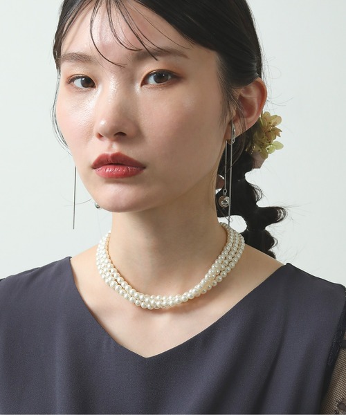 パール 3連 チョーカー 短め ネックレス パーティー 結婚式